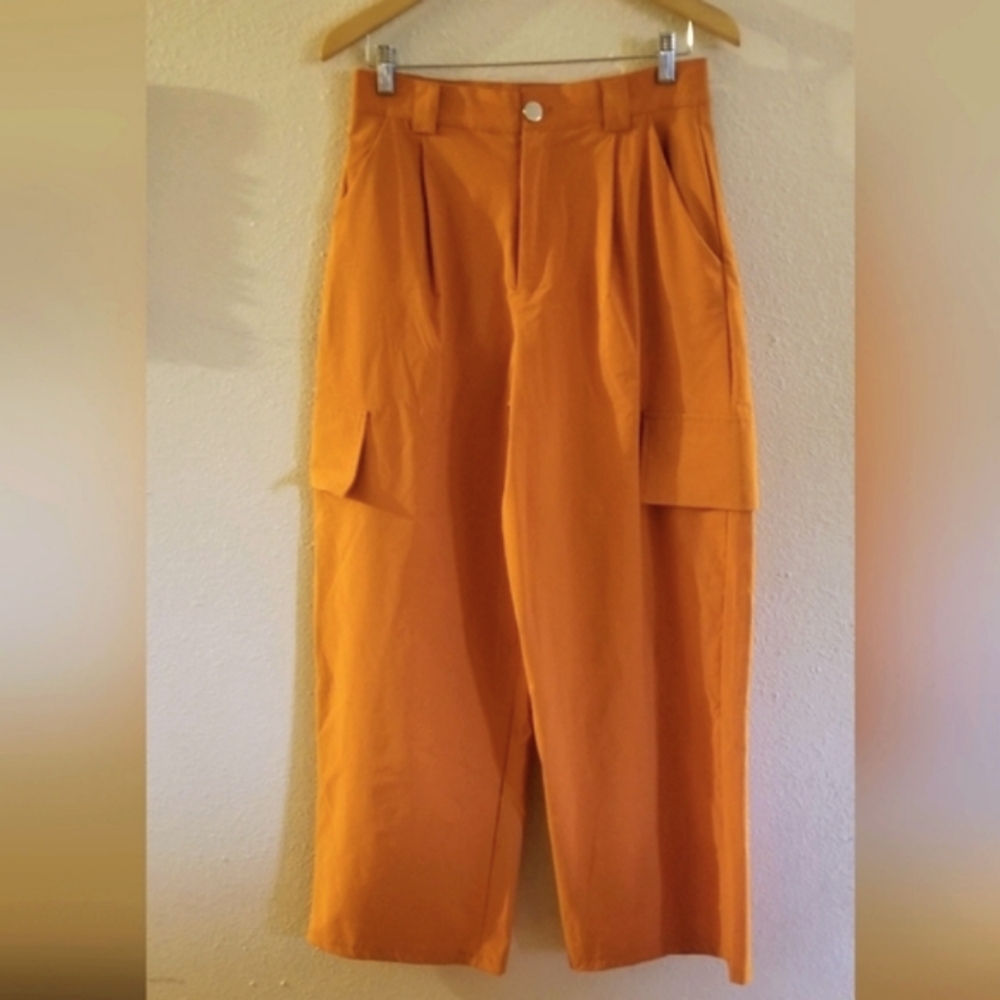 Pumpkin color fall wide leg pants by Lovepoem size large